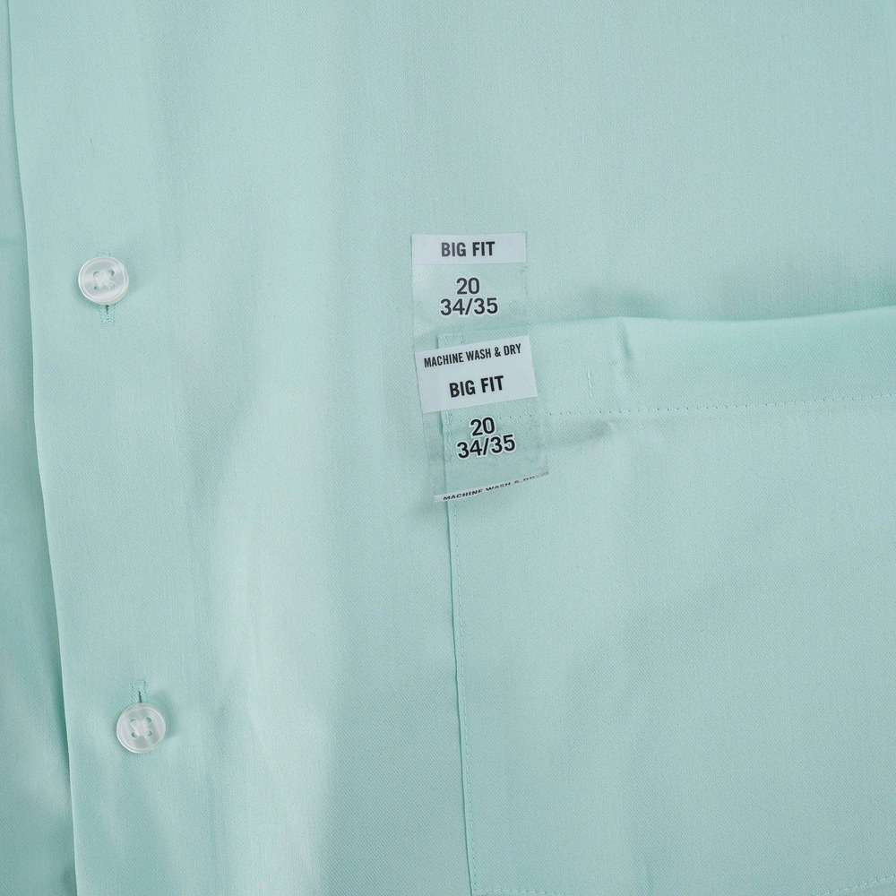 Van Heusen Dress Shirt Men Mint Green Ultra Wrinkle Free Big New 20 34/35 - Picture 11 of 13